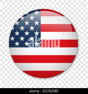 USA flag in the form of a glossy icon. Vector Illustration isolated on transparent background Stock Vector