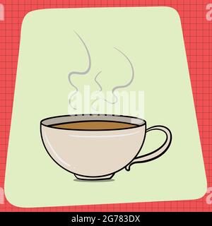 Hot cup of Coffee in the Morning. Everyday household breakfast items. Food icons for menu design. Vector Graphic Elements isolated on White Background Stock Vector