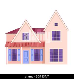 White and pink house illustration, Paper House Drawing, cottage