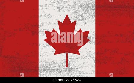 Grunge texture Canada flag. Vector illustration in vintage style Stock Vector
