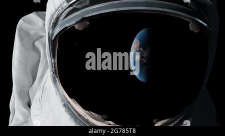 Astronaut in glass earth repletion concept 3D rendering . Stock Photo
