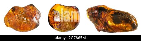 amber, natural fossilized tree resin isolated on white background Stock Photo