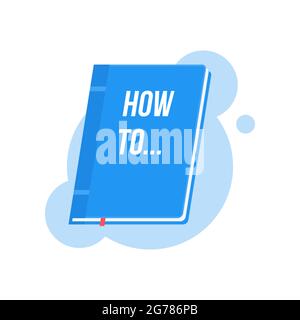 How to... User Guide book download icon. Flat vector illustration Stock Vector