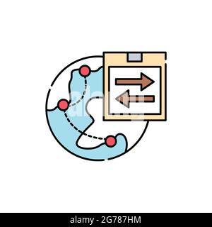 Import export service olor line icon. Pictogram for web page, mobile app, promo. UI UX GUI design element. Editable stroke. Stock Vector