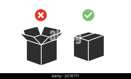 Box Icon Set. Vector set of open and closed boxes illustration Stock Vector