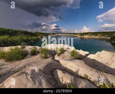 Turquise lake in summer. Scenic summer landscape. Stock Photo