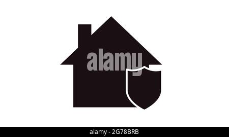 Vector Protected House Icon. Vector isolated illustration of a house with a shield Stock Vector