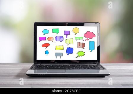 Communication concept shown on a laptop screen Stock Photo