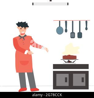 chef making pancake vector Stock Vector