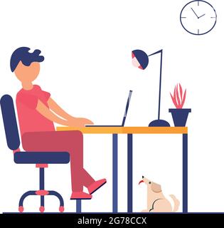 man using laptop flat character vector. Stock Vector