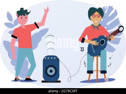 guitarist and dancer club party vector Stock Vector