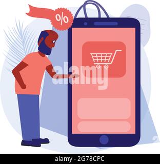 man showing phone screen vector Stock Vector
