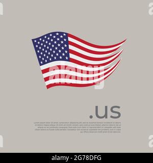 USA flag. Vector stylized us national poster design on light background. Wavy american flag painted abstract brush strokes with us domain, place Stock Vector