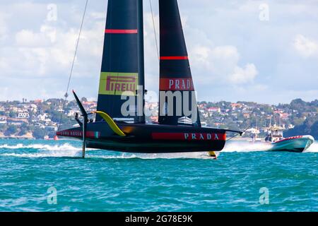 The 36th America’s Cup presented by PRADA, Race Seven, Luna Rossa Prada Pirelli (Italy), Auckland, New Zealand 15th March 2021. Stock Photo