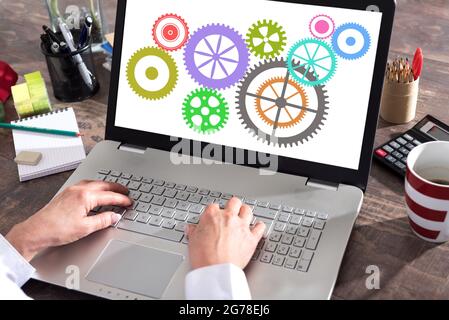 Cooperation concept shown on a laptop screen Stock Photo