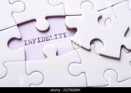 Infidelity word written with a typewriter. Stock Photo