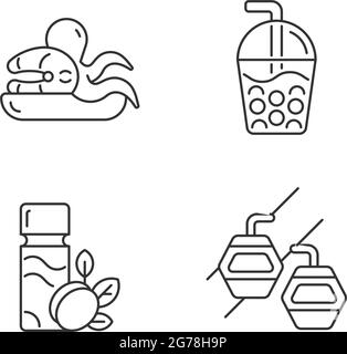 Taiwan entertainment linear icons set Stock Vector