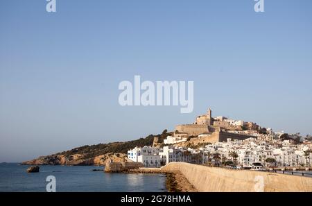 View from the pier on Dalt Vila, Eivissa, Ibiza Town, Ibiza Stock Photo
