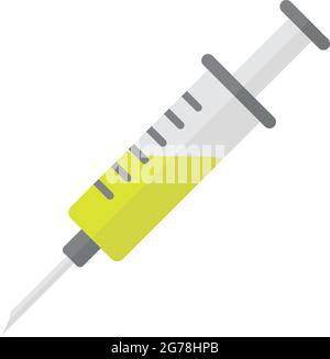 Flat syringe with green liquid Stock Vector