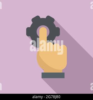 Programming gear icon flat vector. Work program. Digital software stroke Stock Vector
