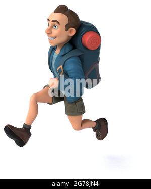 Fun illustration of a 3D cartoon backpacker Stock Photo