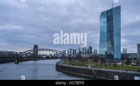 European Central Bank and financial district in Frankfurt - travel photography Stock Photo