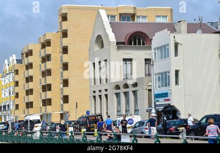Newly refurbished Medina House on Hove seafront . A former Turkish bath the building has been rebuilt by Pink Floyd guitarist Dave Gilmour - UK Stock Photo