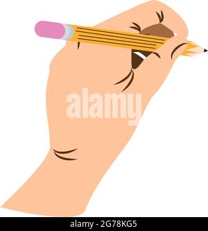 left hand writing with a pencil Stock Vector