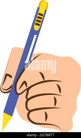 left hand with pen Stock Vector