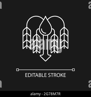 Crop shortage due to water resources lack white linear icon for dark theme Stock Vector