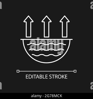 Water evaporation issue white linear icon for dark theme Stock Vector