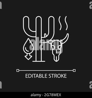 Extreme drought causing animals extinction white linear icon for dark theme Stock Vector