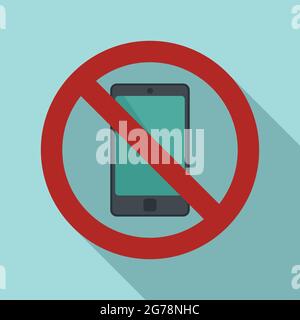 Restricted phone icon flat vector. Turn off smartphone. Silence mobile phone Stock Vector