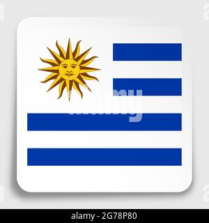 Uruguay flag icon on paper square sticker with shadow. Button for mobile application or web. Vector Stock Vector