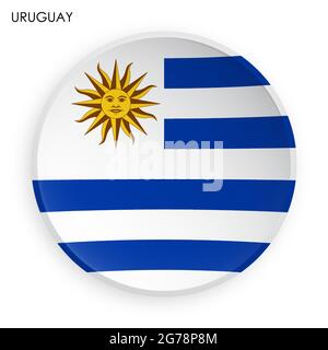 URUGUAY flag icon in modern neomorphism style. Button for mobile application or web. Vector on white background Stock Vector