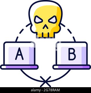 Sniffing attack purple RGB color icon Stock Vector
