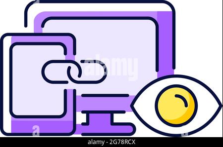 Cross-device tracking purple RGB color icon Stock Vector