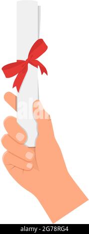 hand holding graduation certificate roll Stock Vector Image & Art - Alamy