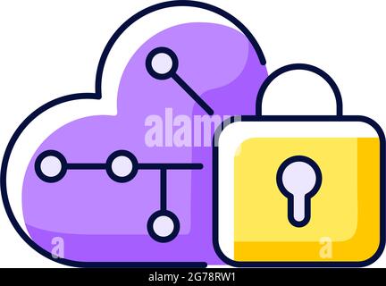 Cloud encryption purple RGB color icon Stock Vector