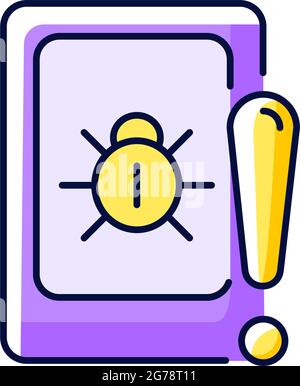 Cell phone bugging purple RGB color icon Stock Vector