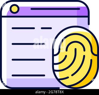 Browser fingerprinting purple RGB color icon Stock Vector
