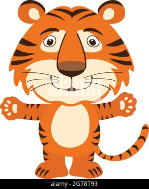 funny and cheerful  tiger, illustration for children Stock Vector