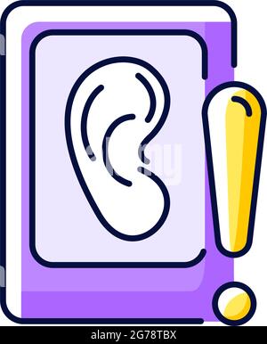 Eavesdropping on mobile devices purple RGB color icon Stock Vector