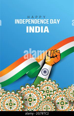 happy independence day India greetings. vector illustration design Stock Vector