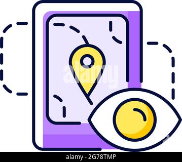 Location tracking purple RGB color icon Stock Vector