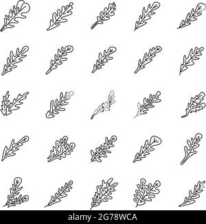 Arugula leaf icons set outline vector. Salad plant. Food agriculture Stock Vector