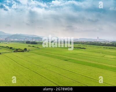 Landscape View of Guandu Plain, Taipei, Taiwan Stock Photo