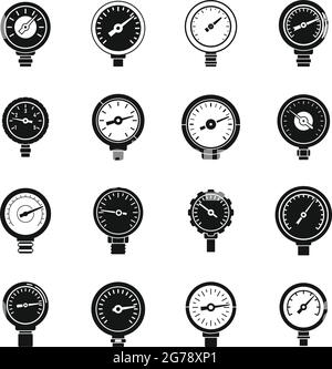 Pressure manometer icons set simple vector. Meter gauge Stock Vector