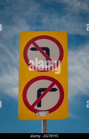No Left or Right Turn Road Signs Stock Photo