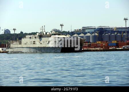 ODESA, UKRAINE - JULY 10, 2021 - USNS Yuma (T-EPF-8) expeditionary fast transport is pictured at the 2K berth of the container terminal of the port of Stock Photo